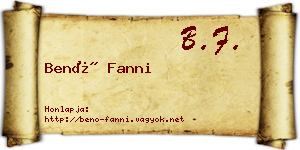 Benő Fanni névjegykártya